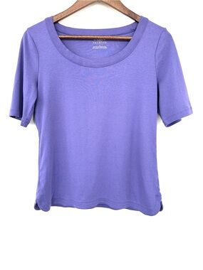 Talbots Purple Scoop Neck Short Sleeve Tee, Relaxed Fit, 💯 Pima Cotton